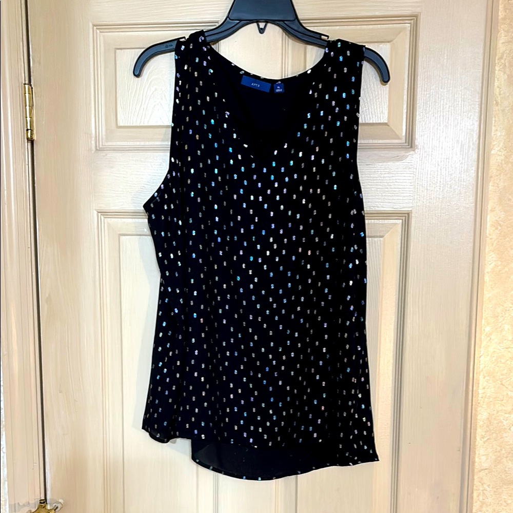 Black Sleeveless Top with Silver Accents